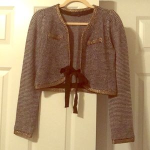 Fabulous Eryn Brinie black and gold sweater shrug